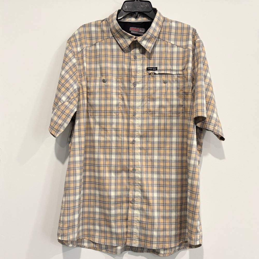 Vtg Wrangler Men Button Up Shirt Oversized XL Outdoor Plaid Western Cowboy 20591